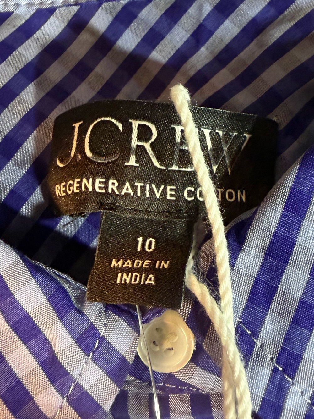 J.Crew Cerise shirt-dress in gingham cotton poplin in brilliant indigo - Picture 7 of 9